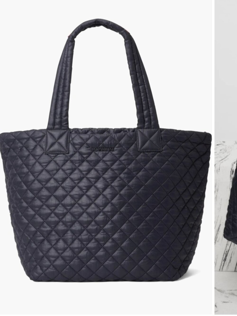 MZ WALLACE Medium Metro Deluxe Diamond Quilted Nylon Tote BLACK